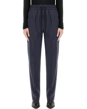 Isabel Marant Tailored Wool Blend Pants With Subtle Check Patter - Blau