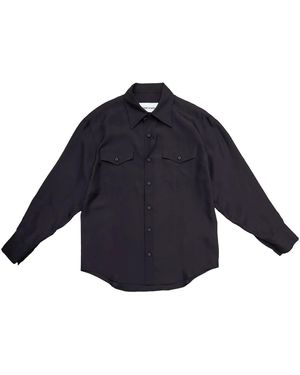 Tonywack Camicia Double Pocket Silk Nera - Blau