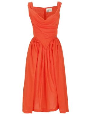 Vivienne Westwood Fitted Bodice Cotton Midi Dress - Rot