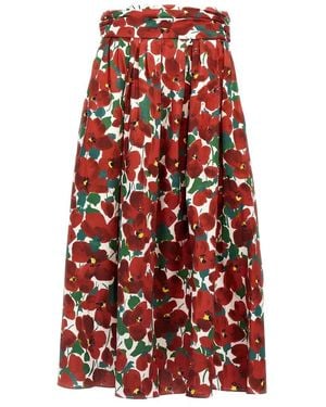 Carolina Herrera Balloon Silhouette High Waist Midi Skirt - Rot