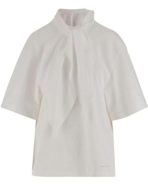 Carven Cotton Top With Bow - Weiß