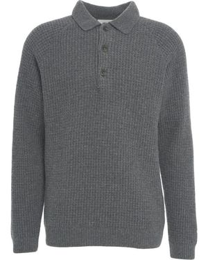 Closed Ribbed Knit Polo - Grau
