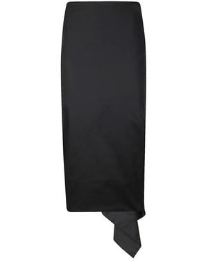 THE LATEST High-Waisted Cotton Midi Skirt - Schwarz