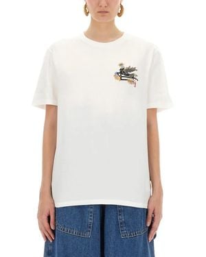 Etro Regular Fit T-Shirt With Pegasus Embroidery - Weiß