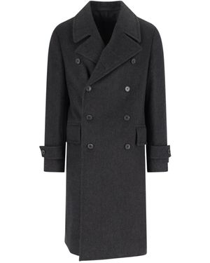 Emanuela Caruso Double-Breasted Coat With Notched Lapel - Schwarz