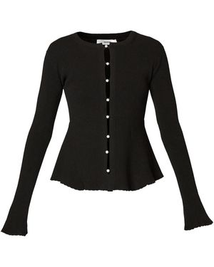 Erdem Ribbed Peplum Cardigan - Schwarz