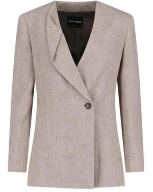 Giorgio Armani Single-Breasted Cut-Out Blazer – Taupe - Grau
