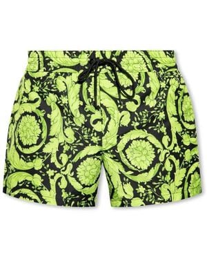 Versace Barocco Print Logo Swim Shorts - Grün