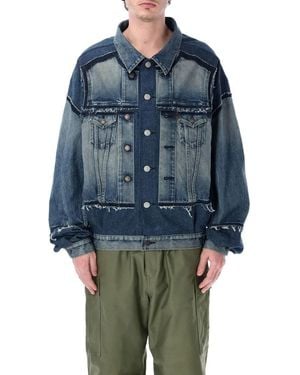 Junya Watanabe Oversized Denim Jacket With Double-Layer Design - Blau