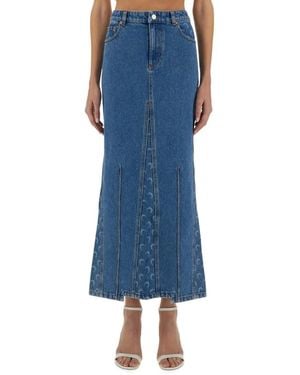 Marine Serre "Moon Laser" Long Skirt - Blau