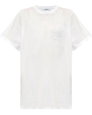 Max Mara Mango Logo Embroidered Cotton T-Shirt - Weiß