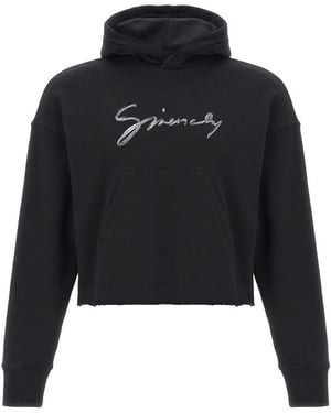 Givenchy Brushed Cotton Cropped Hoodie - Schwarz