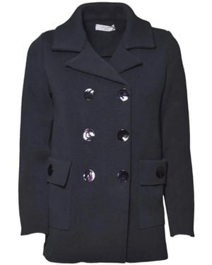 Charlott Knit Wool Short Coat - Blau