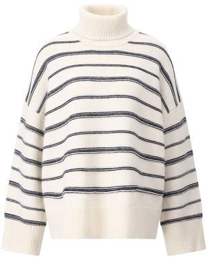 Samsøe & Samsøe Gestreifter Rollkragenpullover Sakeiku - Natur