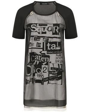 DSquared² Silk Printed Mini Dress - Schwarz