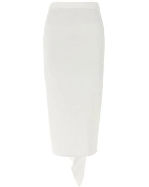 THE LATEST Fitted Longuette Skirt With Back Flounce - Weiß