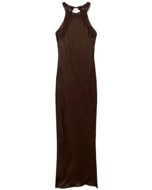 Twinset Maxi Dress With Lace Detailing - Braun