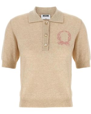 Moschino Polo Sweater With Front Button Closure - Natur