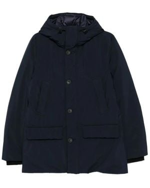 Woolrich Relaxed-Fit Hooded Coat With Button Closure And Mu - Blau