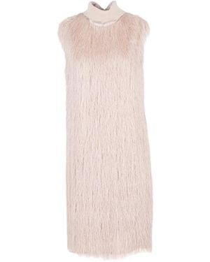 Peserico Fitted Polyester Blend Dress With Metallic Accents - Pink