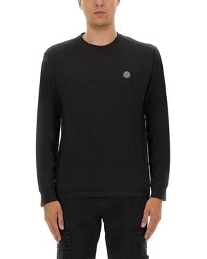 Stone Island Long-Sleeved Cotton Jersey T-Shirt - Schwarz