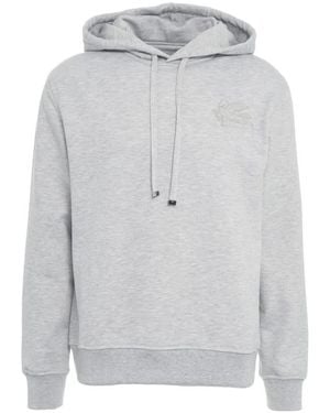 Etro Sweatshirt With Hood And Logo Embroidery - Grau