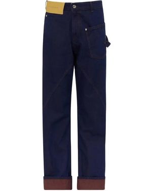 JW Anderson Turned-Up Twisted Jeans With Logo Detail And Contr - Blau