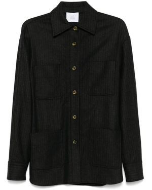 LE SULLY STUDIO Charcoal Pinstriped Wool Blend Oversized Eva - Schwarz