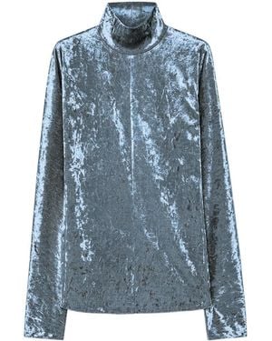Forte Forte Iridescent Stretch Velvet Turtleneck T-Shirt - Blau