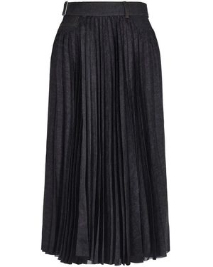 Sacai Pleated High-Waist Skirt With Textured Finish - Blau