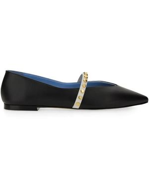 McQueen Leather Ballerina Flats With Pointed Toe - Schwarz