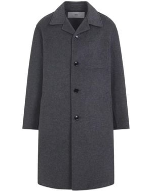 Ami Paris Einreihiger Mantel Mit Logodetail - Grau