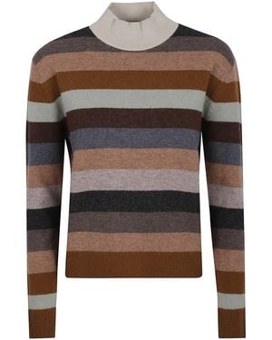 Tory Burch Striped Wool-Cashmere Blend Sweater - Braun