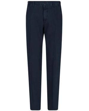Incotex High-Waisted Chino Pants With Straight Leg De - Blau
