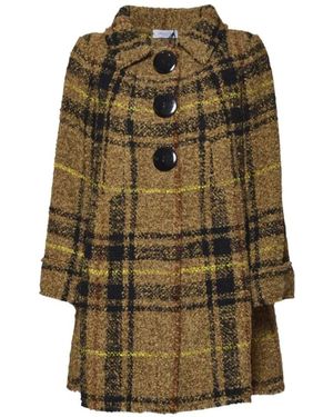 Charlott Textured Plaid Mid-Length Jacket With Structured C - Grün