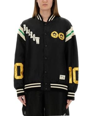 Barrow Relaxed Fit Satin Bomber Jacket - Schwarz
