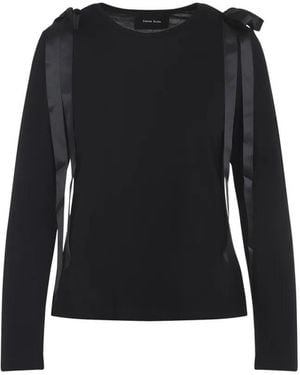 Simone Rocha Fitted Long-Sleeve Top With Satin Ribbon Acc - Schwarz