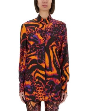 Versace Jeans Couture Bold Printed Viscose Shirt With Classic Collar - Rot