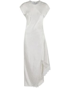 JW Anderson Asymmetric Layered Dress With Delicate Lace Trim - Weiß