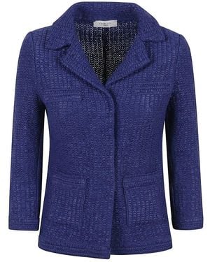 Charlott Textured Jacket With Classic Collar - Blau