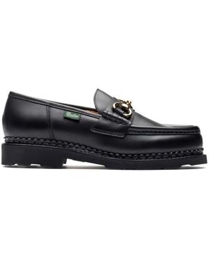 Paraboot Leather Loafers With Rounded Toe - Schwarz