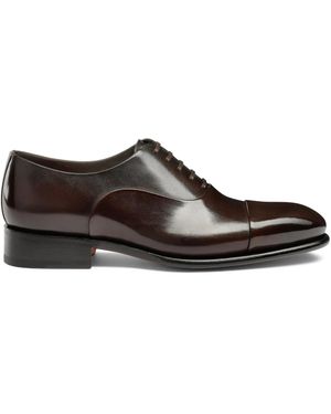 Santoni Polished Leather Oxford Shoe - Schwarz