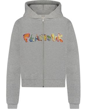 flâneur Embroidered Markerstift Zip-Up Hoodie Heather Gr - Grau