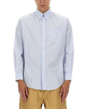 Drole de Monsieur Button-Down Striped Shirt With Chest Pocket - Weiß