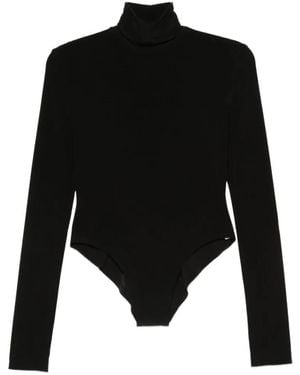 Norma Kamali Fitted Long-Sleeve Top With High Neckline - Schwarz
