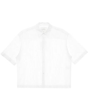 Studio Nicholson Pinstripe Pattern Short Sleeve Shirt - Weiß