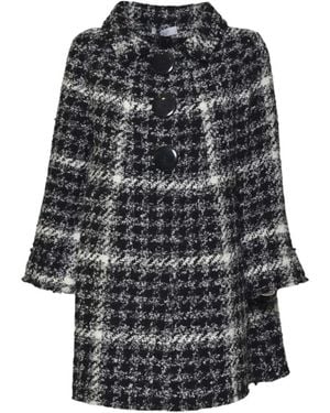 Charlott Houndstooth Pattern Jacket With Structured Collar - Schwarz