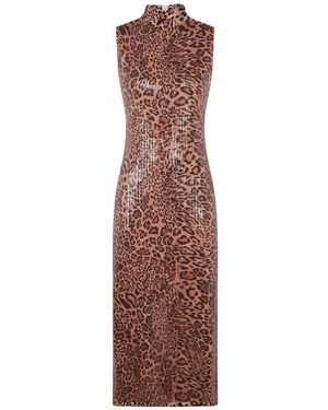 Twinset Form-Fitting Sleeveless Dress With Leopard Print A - Braun