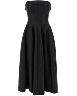Alberta Ferretti Off-The-Shoulder Midi Dress With Structured Corset - Schwarz