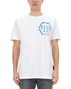 Philipp Plein Logo-Emblazoned Cotton T-Shirt With Crew Neck - Weiß